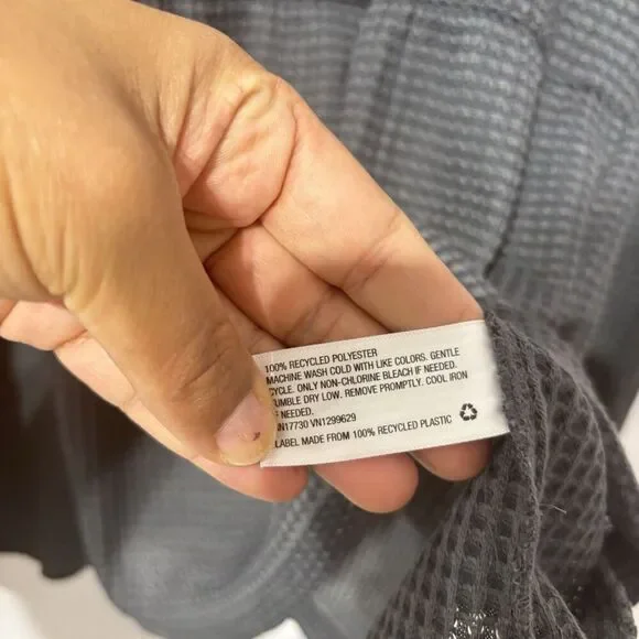 NWT Knox Rose‎ Top Long Sleeve Women's Waffle Knit Peplum  Gray Size XLarge - Picture 7 of 8